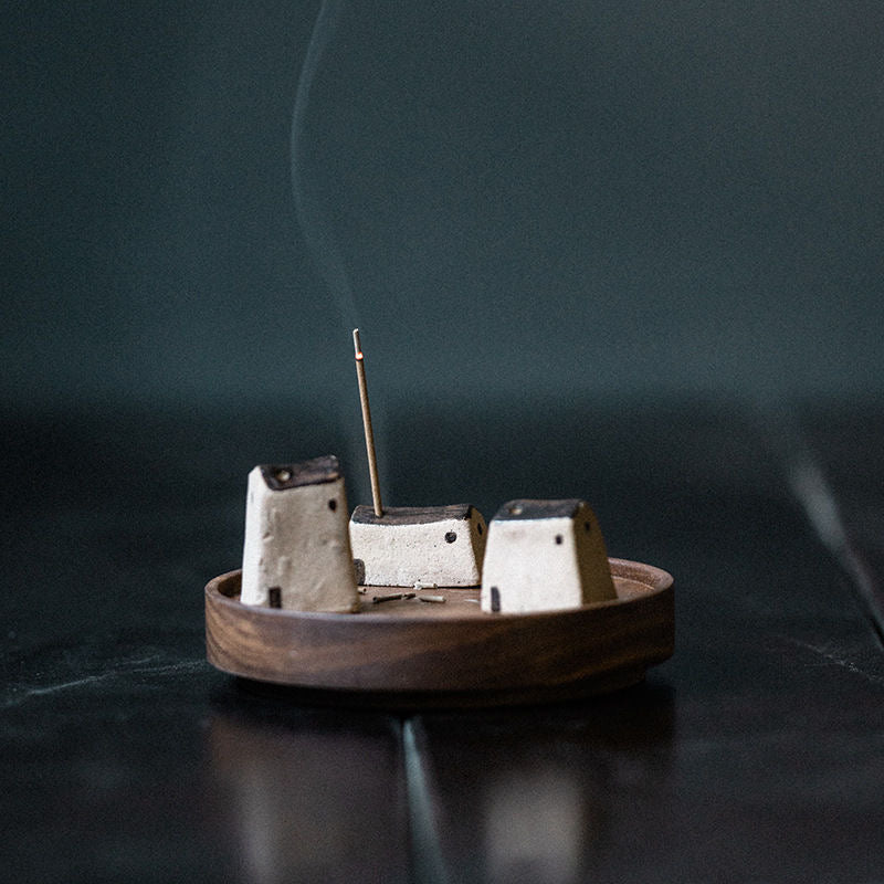 Homecoming Incense Holder – 3 Yellow Mud Houses