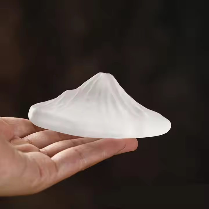 Snow Mountain Incense Holder – Handmade Liuli Glass Incense Burner, Transparent & Glazed White Options