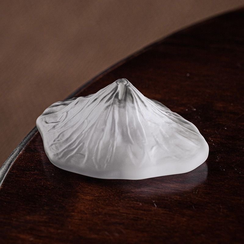 Snow Mountain Incense Holder – Handmade Liuli Glass Incense Burner, Transparent & Glazed White Options