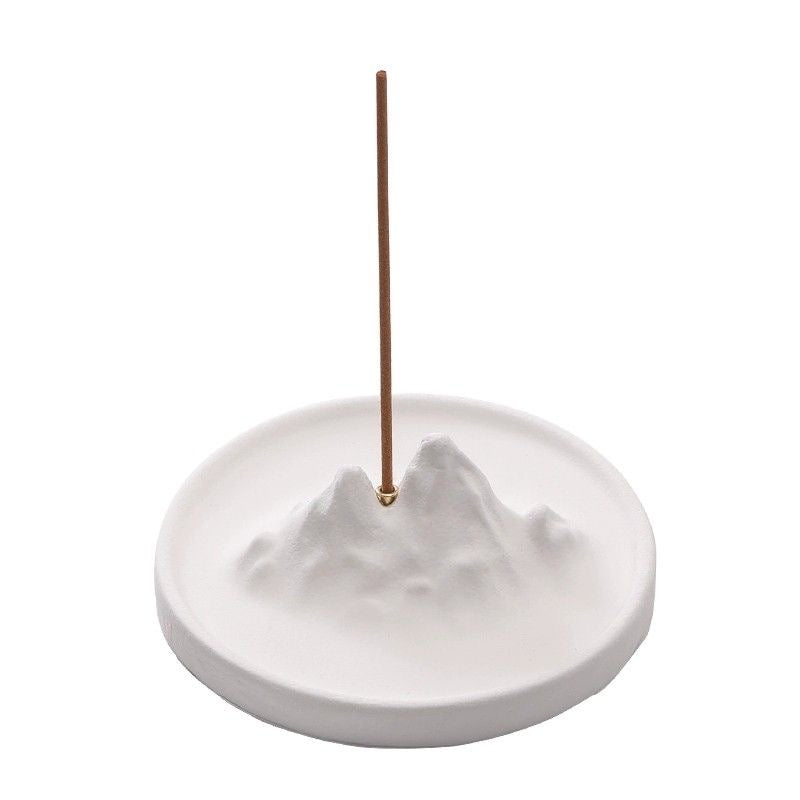 Thousand Miles of Rivers and Mountains Incense Holder – Handmade White Plaster Incense Burner
