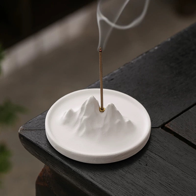 Thousand Miles of Rivers and Mountains Incense Holder – Handmade White Plaster Incense Burner