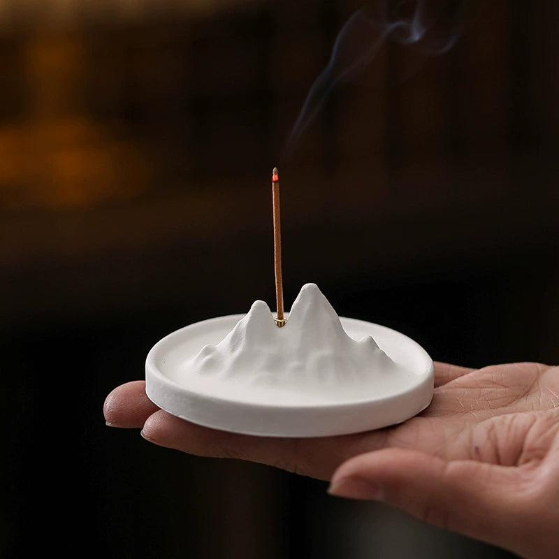 Thousand Miles of Rivers and Mountains Incense Holder – Handmade White Plaster Incense Burner