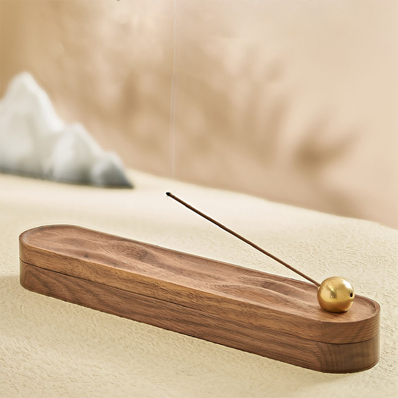Black walnut-water wave line incense burner