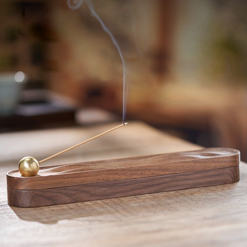 Black walnut-water wave line incense burner