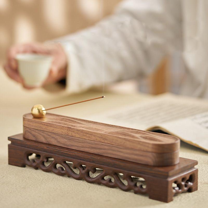 Black walnut-water wave line incense burner