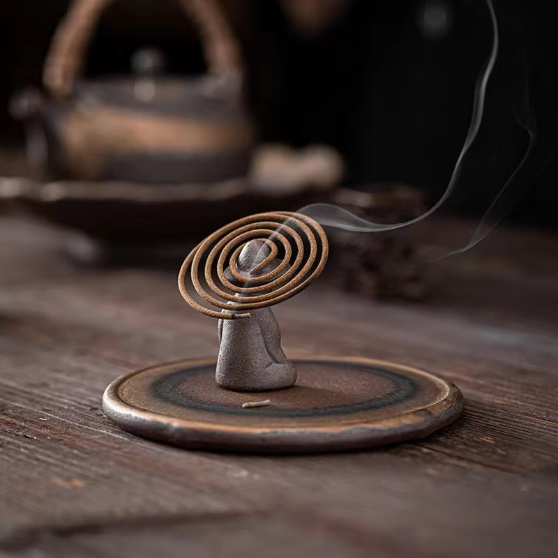 Creative gilded meditation tray incense burner