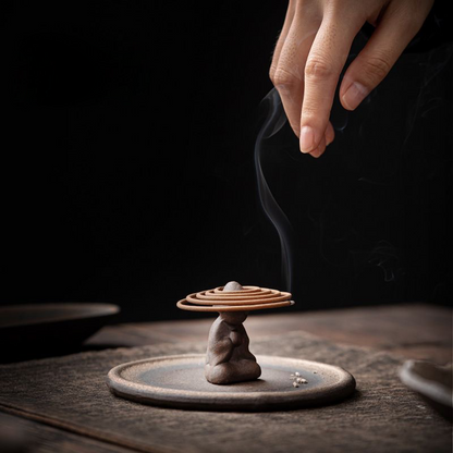 Creative gilded meditation tray incense burner