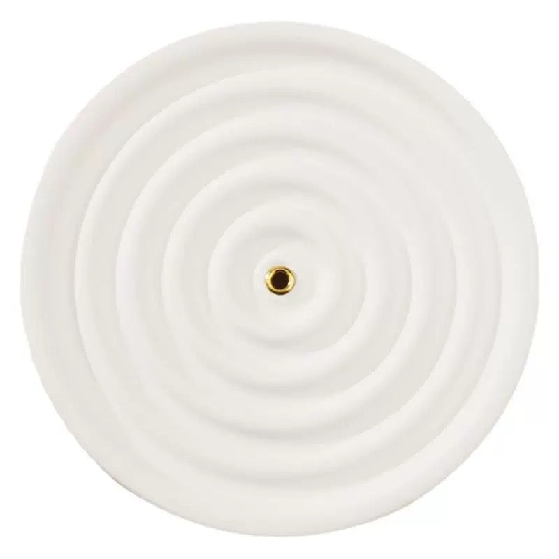 Water Ripple Incense Holder – Handmade White Plaster Incense Burner