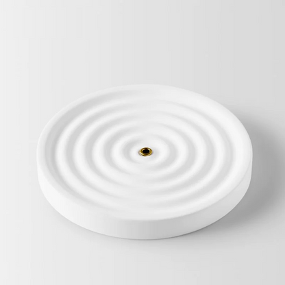 Water Ripple Incense Holder – Handmade White Plaster Incense Burner